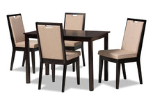 Load image into Gallery viewer, Baxton Studio Rosa Modern and Contemporary Sand Fabric Upholstered and Dark Brown Finished Wood 5-Piece Dining Set
