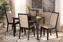 Load image into Gallery viewer, Baxton Studio Rosa Modern and Contemporary Sand Fabric Upholstered and Dark Brown Finished Wood 5-Piece Dining Set
