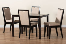 Load image into Gallery viewer, Baxton Studio Rosa Modern and Contemporary Sand Fabric Upholstered and Dark Brown Finished Wood 5-Piece Dining Set
