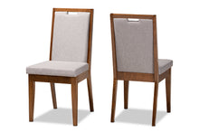 Load image into Gallery viewer, Baxton Studio Octavia Modern and Contemporary Grey Fabric Upholstered and Walnut Brown Finished Wood 2-Piece Dining Chair Set
