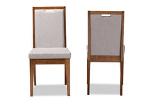 Load image into Gallery viewer, Baxton Studio Octavia Modern and Contemporary Grey Fabric Upholstered and Walnut Brown Finished Wood 2-Piece Dining Chair Set
