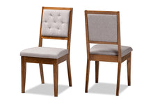 Load image into Gallery viewer, Baxton Studio Gideon Modern and Contemporary Grey Fabric Upholstered and Walnut Brown Finished Wood 2-Piece Dining Chair Set
