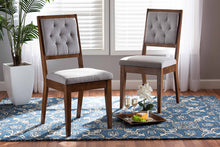 Load image into Gallery viewer, Baxton Studio Gideon Modern and Contemporary Grey Fabric Upholstered and Walnut Brown Finished Wood 2-Piece Dining Chair Set
