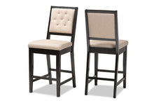 Load image into Gallery viewer, Baxton Studio Gideon Modern and Contemporary Sand Fabric Upholstered and Dark Brown Finished Wood 2-Piece Counter Stool Set
