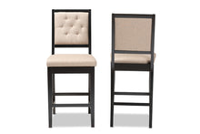 Load image into Gallery viewer, Baxton Studio Gideon Modern and Contemporary Sand Fabric Upholstered and Dark Brown Finished Wood 2-Piece Counter Stool Set
