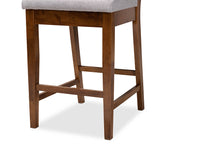 Load image into Gallery viewer, Baxton Studio Gideon Modern and Contemporary Grey Fabric Upholstered and Walnut Brown Finished Wood 2-Piece Counter Stool Set
