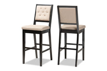Load image into Gallery viewer, Baxton Studio Gideon Modern and Contemporary Sand Fabric Upholstered and Dark Brown Finished Wood 2-Piece Bar Stool Set
