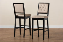 Load image into Gallery viewer, Baxton Studio Gideon Modern and Contemporary Sand Fabric Upholstered and Dark Brown Finished Wood 2-Piece Bar Stool Set
