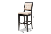 Load image into Gallery viewer, Baxton Studio Gideon Modern and Contemporary Sand Fabric Upholstered and Dark Brown Finished Wood 2-Piece Bar Stool Set
