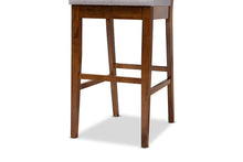 Load image into Gallery viewer, Baxton Studio Gideon Modern and Contemporary Grey Fabric Upholstered and Walnut Brown Finished Wood 2-Piece Bar Stool Set
