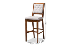Load image into Gallery viewer, Baxton Studio Gideon Modern and Contemporary Grey Fabric Upholstered and Walnut Brown Finished Wood 2-Piece Bar Stool Set
