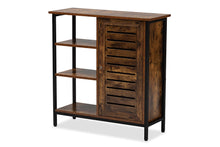 Load image into Gallery viewer, Baxton Studio Wayland Modern and Contemporary Rustic Brown Finished Wood and Black Metal 1-Door Shoe Storage Cabinet
