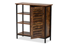Load image into Gallery viewer, Baxton Studio Wayland Modern and Contemporary Rustic Brown Finished Wood and Black Metal 1-Door Shoe Storage Cabinet

