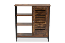 Load image into Gallery viewer, Baxton Studio Wayland Modern and Contemporary Rustic Brown Finished Wood and Black Metal 1-Door Shoe Storage Cabinet
