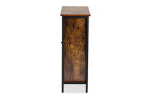 Load image into Gallery viewer, Baxton Studio Wayland Modern and Contemporary Rustic Brown Finished Wood and Black Metal 1-Door Shoe Storage Cabinet
