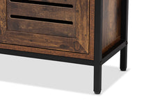 Load image into Gallery viewer, Baxton Studio Wayland Modern and Contemporary Rustic Brown Finished Wood and Black Metal 1-Door Shoe Storage Cabinet
