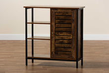 Load image into Gallery viewer, Baxton Studio Wayland Modern and Contemporary Rustic Brown Finished Wood and Black Metal 1-Door Shoe Storage Cabinet
