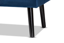 Load image into Gallery viewer, Baxton Studio Caine Modern and Contemporary Navy Blue Velvet Fabric Upholstered and Dark Brown Finished Wood Storage Bench
