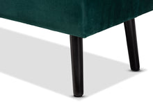 Load image into Gallery viewer, Baxton Studio Caine Modern and Contemporary Green Velvet Fabric Upholstered and Dark Brown Finished Wood Storage Bench
