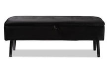 Load image into Gallery viewer, Baxton Studio Caine Modern and Contemporary Black Velvet Fabric Upholstered and Dark Brown Finished Wood Storage Bench

