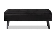 Load image into Gallery viewer, Baxton Studio Caine Modern and Contemporary Black Velvet Fabric Upholstered and Dark Brown Finished Wood Storage Bench
