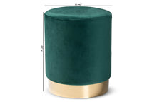 Load image into Gallery viewer, Baxton Studio Chaela Contemporary Glam and Luxe Green Velvet Fabric Upholstered and Gold Finished Metal Ottoman
