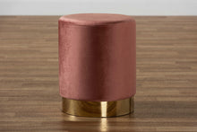 Load image into Gallery viewer, Baxton Studio Chaela Contemporary Glam and Luxe Blush Pink Velvet Fabric Upholstered and Gold Finished Metal Ottoman
