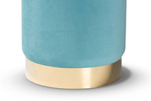 Load image into Gallery viewer, Baxton Studio Chaela Contemporary Glam and Luxe Sky Blue Velvet Fabric Upholstered and Gold Finished Metal Ottoman
