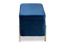 Load image into Gallery viewer, Baxton Studio Rockwell Contemporary Glam and Luxe Navy Blue Velvet Fabric Upholstered and Gold Finished Metal Storage Bench
