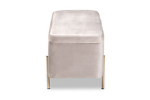 Load image into Gallery viewer, Baxton Studio Rockwell Contemporary Glam and Luxe Grey Velvet Fabric Upholstered and Gold Finished Metal Storage Bench
