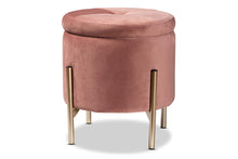 Load image into Gallery viewer, Baxton Studio Malina Contemporary Glam and Luxe Pink Velvet Fabric Upholstered and Gold Finished Metal Storage Ottoman
