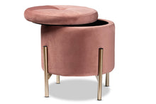 Load image into Gallery viewer, Baxton Studio Malina Contemporary Glam and Luxe Pink Velvet Fabric Upholstered and Gold Finished Metal Storage Ottoman

