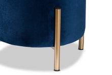 Load image into Gallery viewer, Baxton Studio Thurman Contemporary Glam and Luxe Navy Blue Velvet Fabric Upholstered and Gold Finished Metal Ottoman
