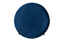 Load image into Gallery viewer, Baxton Studio Thurman Contemporary Glam and Luxe Navy Blue Velvet Fabric Upholstered and Gold Finished Metal Ottoman
