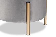 Load image into Gallery viewer, Baxton Studio Thurman Contemporary Glam and Luxe Grey Velvet Fabric Upholstered and Gold Finished Metal Ottoman
