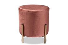 Load image into Gallery viewer, Baxton Studio Thurman Contemporary Glam and Luxe Pink Velvet Fabric Upholstered and Gold Finished Metal Ottoman
