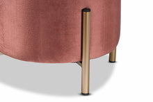 Load image into Gallery viewer, Baxton Studio Thurman Contemporary Glam and Luxe Pink Velvet Fabric Upholstered and Gold Finished Metal Ottoman
