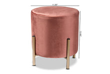 Load image into Gallery viewer, Baxton Studio Thurman Contemporary Glam and Luxe Pink Velvet Fabric Upholstered and Gold Finished Metal Ottoman
