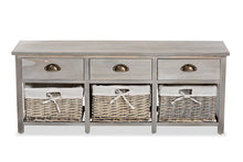 Load image into Gallery viewer, Baxton Studio Mabyn Modern and Contemporary Light Grey Finished Wood 3-Drawer Storage Bench with Baskets
