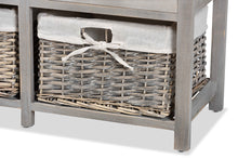 Load image into Gallery viewer, Baxton Studio Mabyn Modern and Contemporary Light Grey Finished Wood 3-Drawer Storage Bench with Baskets
