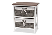 Load image into Gallery viewer, Baxton Studio Terena Modern Transitional Two-Tone Walnut Brown and White Finished Wood 2-Basket Storage Unit
