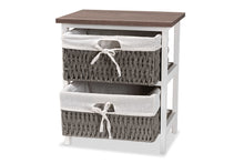 Load image into Gallery viewer, Baxton Studio Terena Modern Transitional Two-Tone Walnut Brown and White Finished Wood 2-Basket Storage Unit
