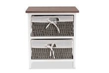 Load image into Gallery viewer, Baxton Studio Terena Modern Transitional Two-Tone Walnut Brown and White Finished Wood 2-Basket Storage Unit
