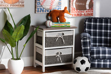 Load image into Gallery viewer, Baxton Studio Terena Modern Transitional Two-Tone Walnut Brown and White Finished Wood 2-Basket Storage Unit
