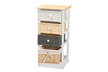 Load image into Gallery viewer, Baxton Studio Adonis Mid-Century Modern Transitional Multi-Colored Wood 3-Drawer Storage Unit with Basket
