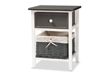 Load image into Gallery viewer, Baxton Studio Shadell Modern Transitional Two-Tone Dark Grey and White Finished Wood 1-Drawer Storage Unit with Basket
