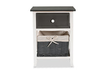 Load image into Gallery viewer, Baxton Studio Shadell Modern Transitional Two-Tone Dark Grey and White Finished Wood 1-Drawer Storage Unit with Basket
