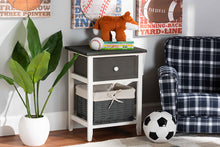 Load image into Gallery viewer, Baxton Studio Shadell Modern Transitional Two-Tone Dark Grey and White Finished Wood 1-Drawer Storage Unit with Basket
