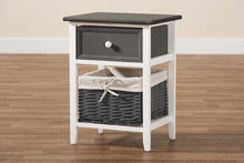 Load image into Gallery viewer, Baxton Studio Shadell Modern Transitional Two-Tone Dark Grey and White Finished Wood 1-Drawer Storage Unit with Basket
