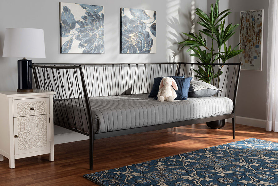 Baxton Studio Lysa Modern and Contemporary Black Finished Metal Twin Size Daybed